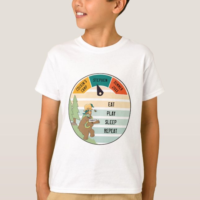 Kid's Beary Fun T - Shirt Summer Camp personalisie (Vorderseite)