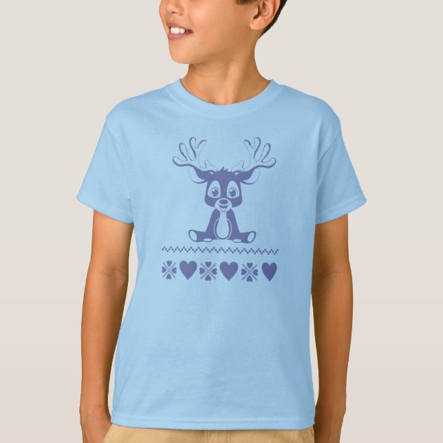 Kid's Bekleidung mit nordischem Muster und Hirsch T-Shirt (Vorderseite)