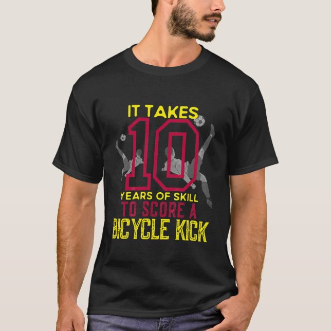 Kids Bicycle Kick Goal Soccer Spieler 10. Geburtst T-Shirt (Vorderseite)