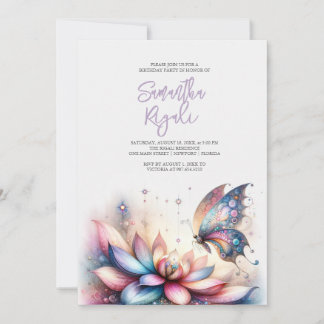 Kids Birthday Invitations Girls Magical Butterfly