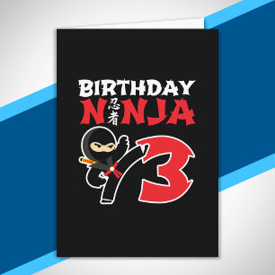 Kids Birthday Ninja - 3 Year Old Party Theme Karte