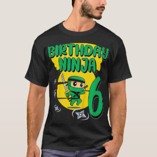 Kids Birthday Ninja 6 Years Bday Party Gift For Li T-Shirt