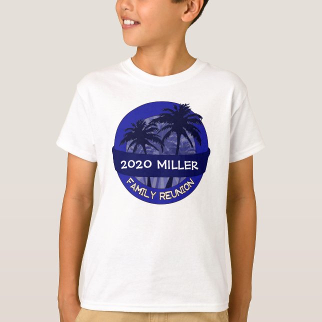 Kids Blue Palme individuelle Name Wiedersehen Tshi T-Shirt (Vorderseite)