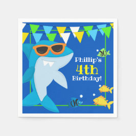 Kids Blue Shark Fintastic Birthday Serviette