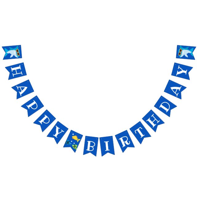 Kids Blue Shark Fintastic Birthday Wimpelkette (Alle)