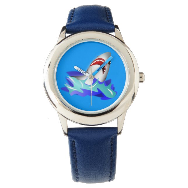 Kids Blue Shark Watch Armbanduhr (Vorderseite)