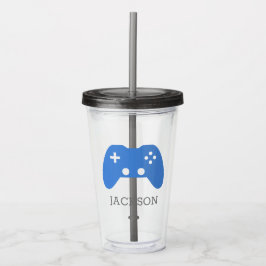 Kids Blue Video Game Controller Gamer Personalisie Acryltrinkbecher