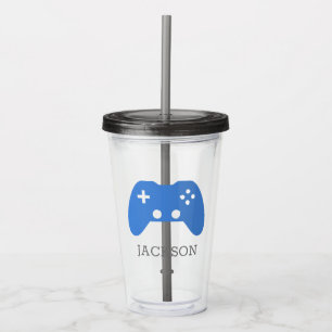 Kids Blue Video Game Controller Gamer Personalisie Acryltrinkbecher
