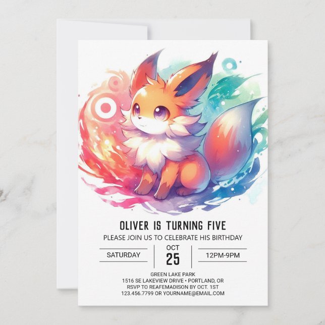 Kids Boho Fox Birthday Einladung (Vorderseite)