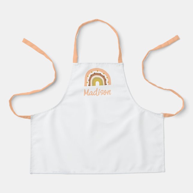Kids Boho Rainbow Pink Personalisiert Schürze (Vorderseite)