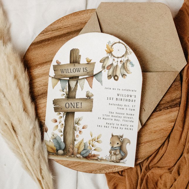 Kids Boho Woodland ThemenGeburtstagsparty Einladung (Von Creator hochgeladen)