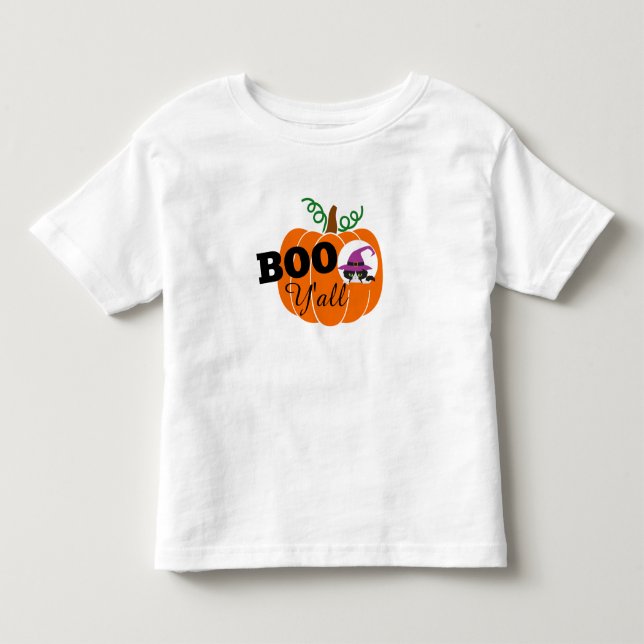 Kids Boo Yall Niedlich Black Cat Pumpkin T-Shirt (Vorderseite)