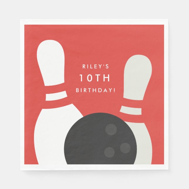 Kids Bowling Birthday Party Serviette (Vorderseite)