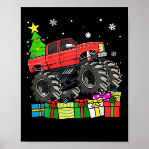 Kids Boys Christmas Monster Truck Kids Merry Chris Poster