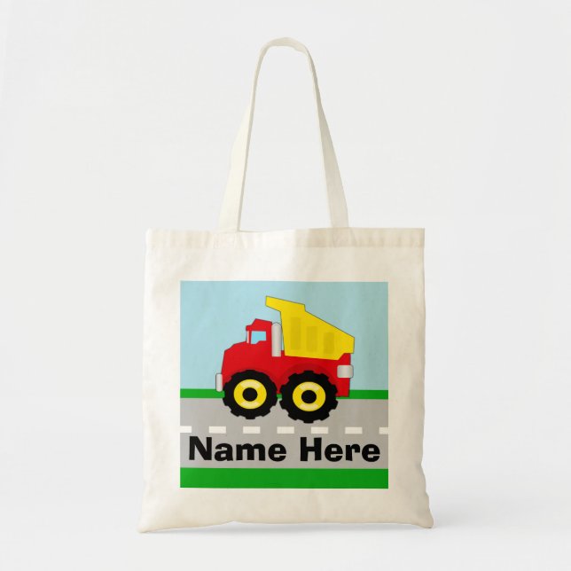 Kids Boys Construction Dumptruck Personalisiert Tragetasche (Vorne)