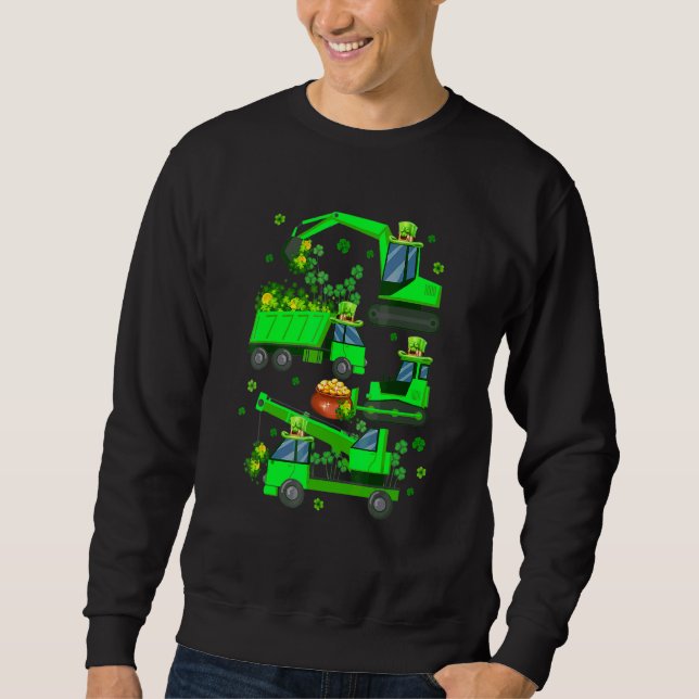 Kids Boys St Patricks Day Crane Truck Bau Sweatshirt (Vorderseite)