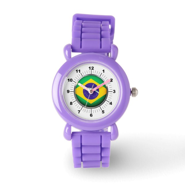 Kid's Brain Flag Red Glitzer Strap Watch Armbanduhr (Vorderseite)