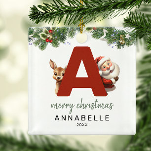 Kids Brief A Monogramm Weihnachtsbaum  Ornament Aus Metall