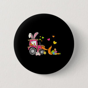 Kids Bulldozer Ostern Hase Eier Süßer LKW Jungen T Button