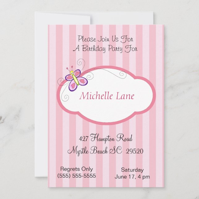 Kids Butterflies zum Geburtstag Einladung (Vorderseite)