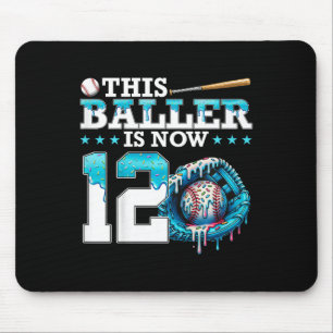 Kids Bysebyll Drip 12. Geburtstagsfeier Sport Fan Mousepad
