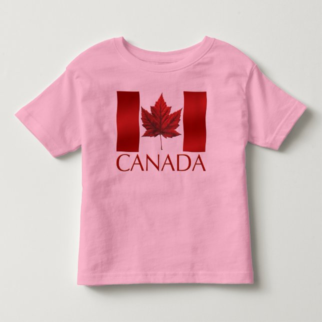 Kid's Canada Flag Ringer Personalize Kleinkind Shi Kleinkind T-shirt (Vorderseite)