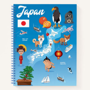 Kids Cartoon Map Japan Notizbuch