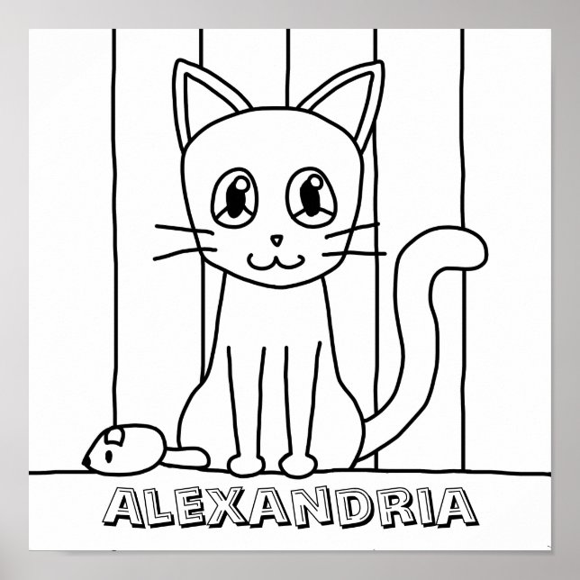 Kid's Cat Coloring Poster (Vorne)