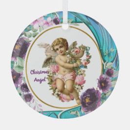 Kids Christmas Angel Lila gestettetes Glas Wreath  Ornament Aus Glas