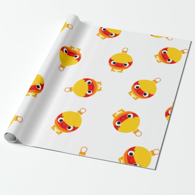 Kids Christmas Cute Cartoon Tree Ornaments Geschenkpapier (Ungerollt)