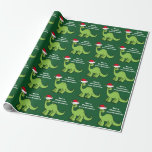 Kids Christmas Dinosaurier Niedlich Custom Green  Geschenkpapier<br><div class="desc">Phantastisches grünes Dinosaurier Weihnachtspapier. Dieser Apatosaurus sieht sehr niedlich aus in einer Ferien roten Weihnachtsmannmütze mit einem kleinen Lächeln. Ich mag prähistorische Weihnachtstiere und Geschenke,  die Kinder Liebe. Passen Sie dieses Geschenk mit dem Namen des Empfängers an,  um es noch personalisierter zu machen.</div>