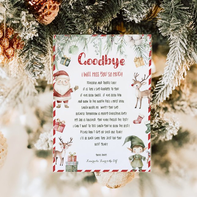 Kids Christmas Girl Elf Goodbye Letter Invitation (Créateur téléchargé)