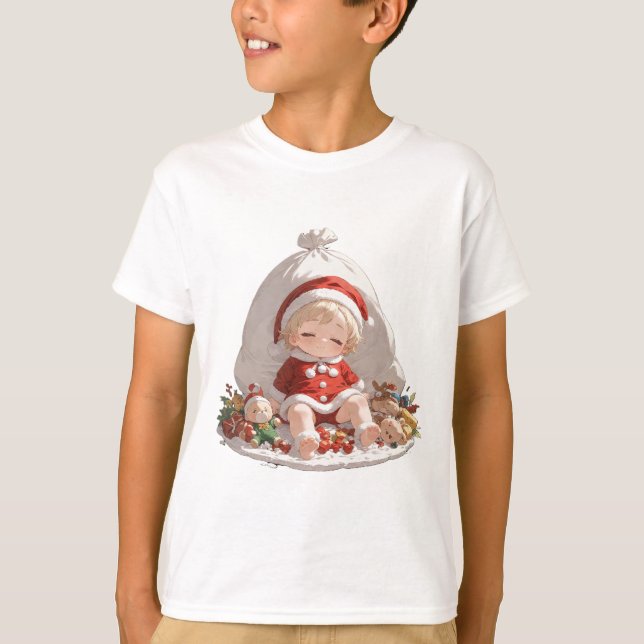 Kids Christmas T-Shirt Santa Children's Basic Tee (Devant)