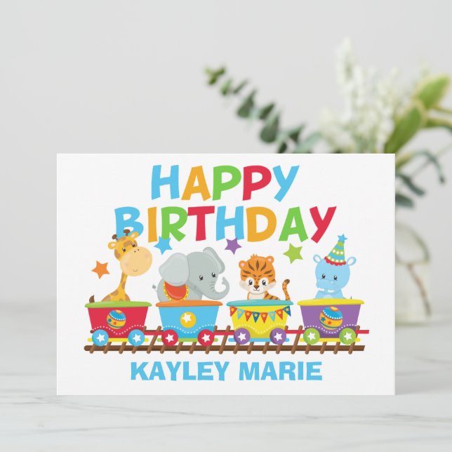 Kids Circus Tiertrainings Niedlicher Geburtstag Karte (Stehend Vorderseite)