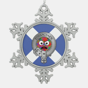 Kids Clan Donnachaidh Wappen & Tartan auf Saltire Schneeflocken Zinn-Ornament
