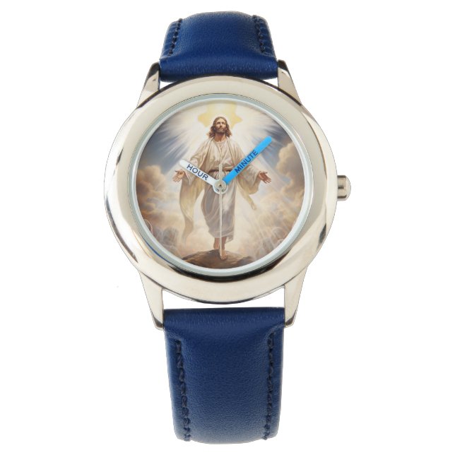 Kids Classic Lederuhr-Jesus Armbanduhr (Vorderseite)