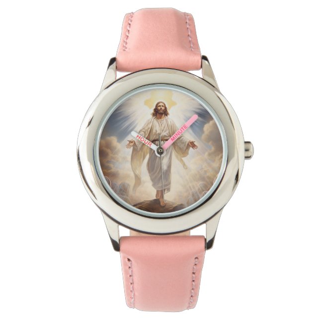 Kids Classic Lederuhr-Jesus Armbanduhr (Vorderseite)