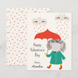 Kids Classroom Cute Hedgehog Valentine's Day Mitteilungskarte