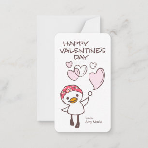Kids Classroom Duck Bubble Hearts Valentine Mitteilungskarte