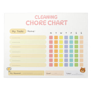 Kids Cleaning Chore Chart Weekly Reward Tracker Notizblock