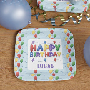 Kids Colorful Balloons Happy Birthday Paper Teller