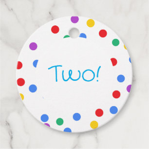 Kids Colorful Confetti Dots 2. Geburtstag Geschenkanhänger