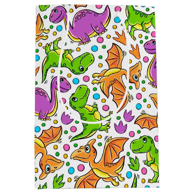 Kids Colorful Dinosaurier Mittlere Geschenktüte (Vorderseite)