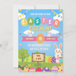 Kids Colorful Easter Egg Hunt Invitation Einladung