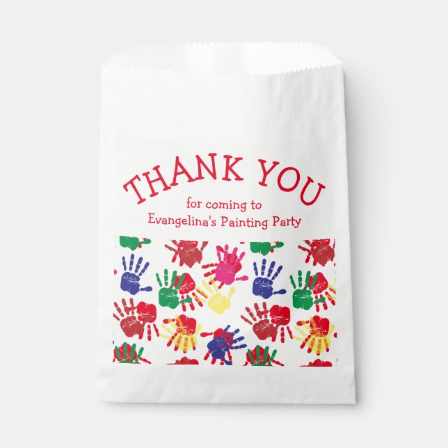 Kids Colorful Painted Handprints DANK Geschenktütchen (Vorderseite)