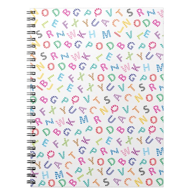 Kids Colorful Zebra Style Alphabet Notizblock (Vorderseite)
