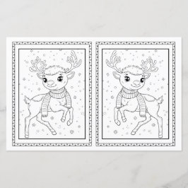 Kids Coloring Rentier Papier Weihnachtskarte