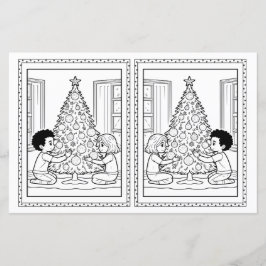 Kids Coloring Tree Paper Christmas Card Template