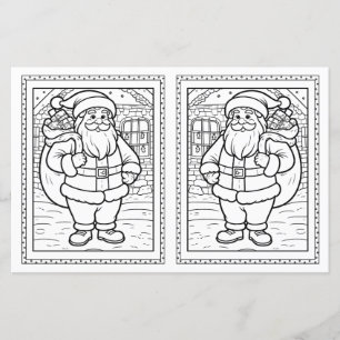 Kids Colour Santa Paper Weihnachtskarte Vorlage
