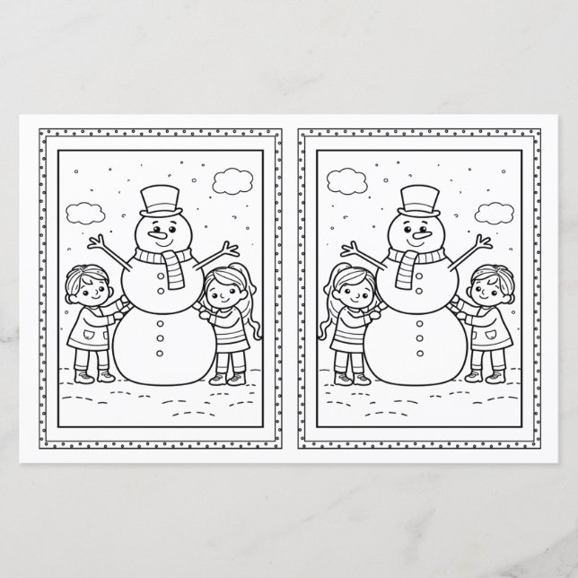Kids Colour Snowman Paper Weihnachtskarte (Vorderseite)